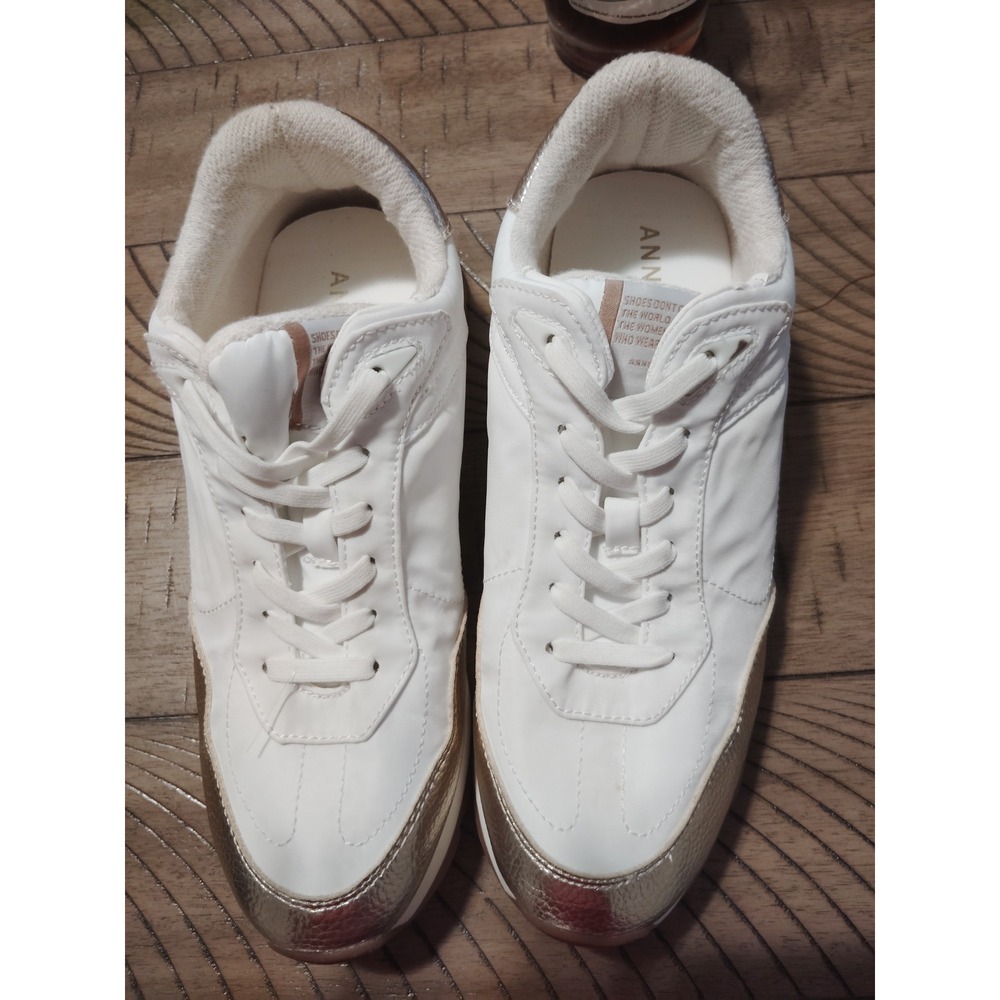 Anne Klein Women's Restless White Gold Metallic Fashion Sneakers Size 8